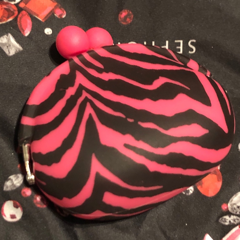 Pink Zebra Coin Rubber Snap Purse